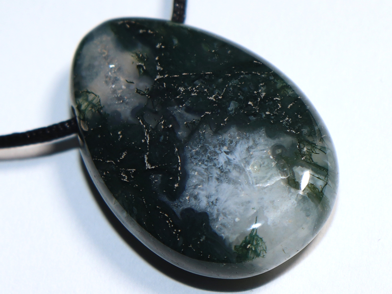 moss agate with cord or silver 925