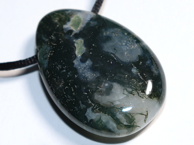moss agate with cord or silver 925