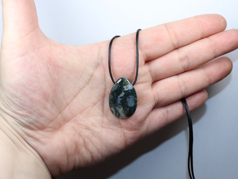 moss agate with cord or silver 925