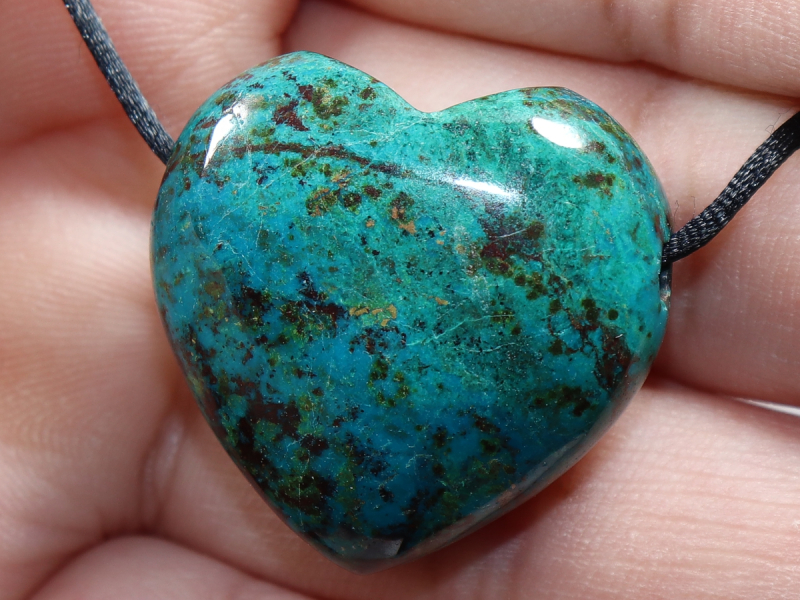 chrysocolla with cuprite with cord or silver 925
