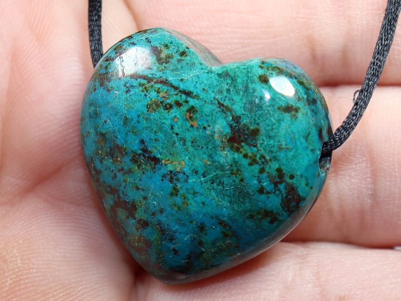 chrysocolla with cuprite with cord or silver 925
