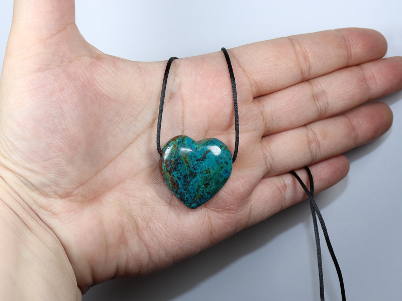 chrysocolla with cord or silver 925