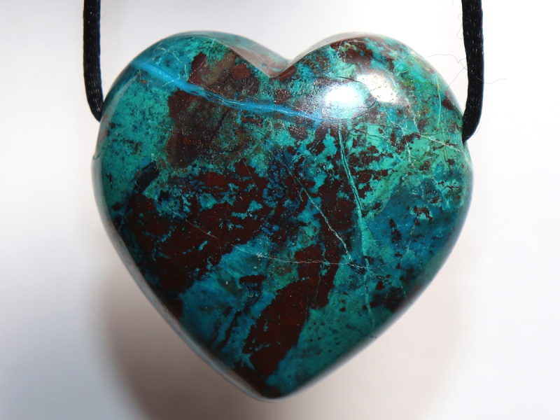 chrysocolla with cuprite with cord or silver 925