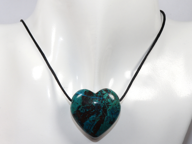 chrysocolla with cuprite with cord or silver 925