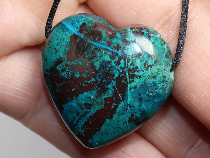 chrysocolla with cuprite with cord or silver 925