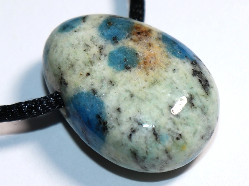 azurite in granite with cord or silver 925