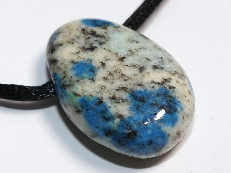 azurite in granite with cord or silver 925