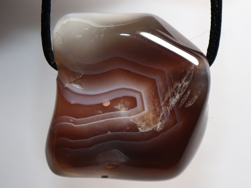Botswana agate with cord or silver 925