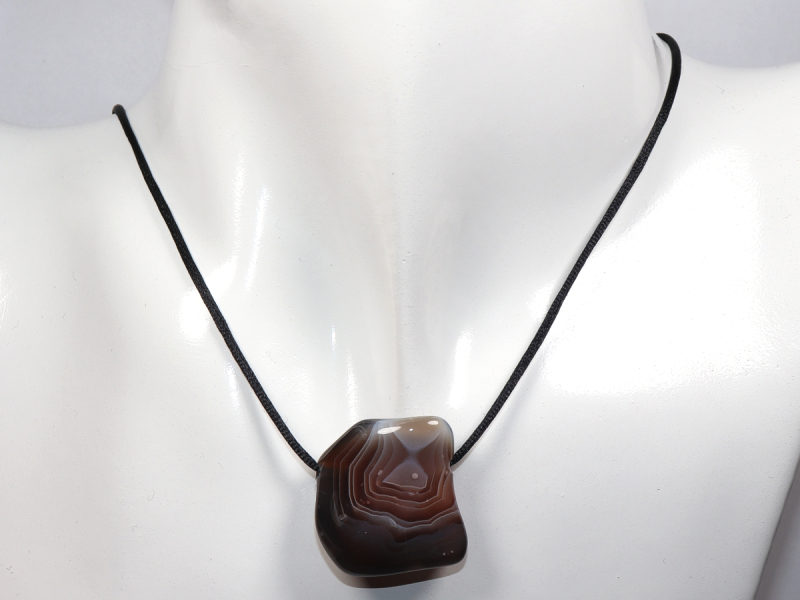 Botswana agate with cord or silver 925