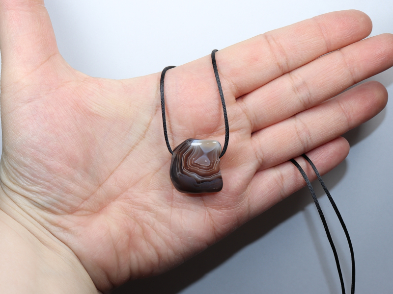 Botswana agate with cord or silver 925