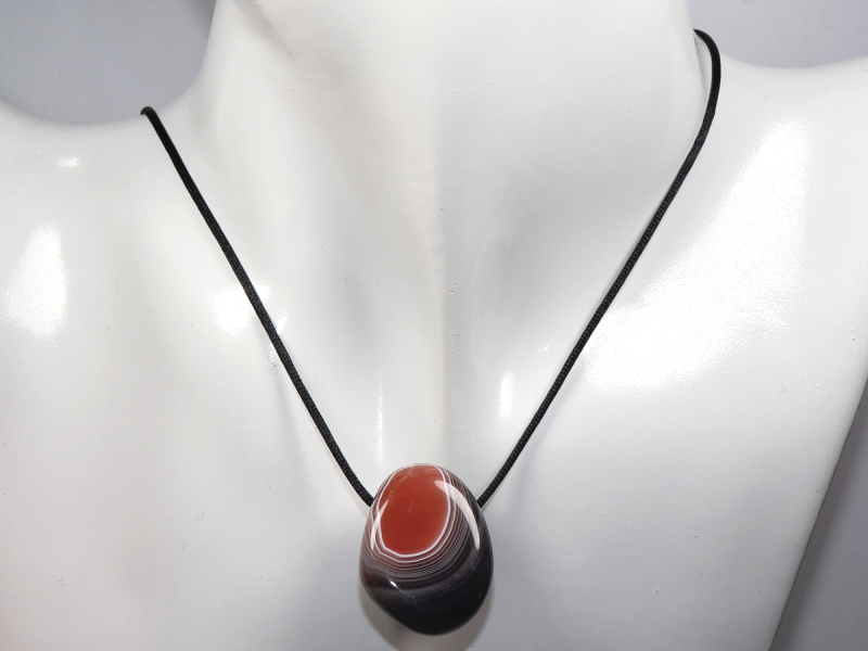 Botswana agate with cord or silver 925