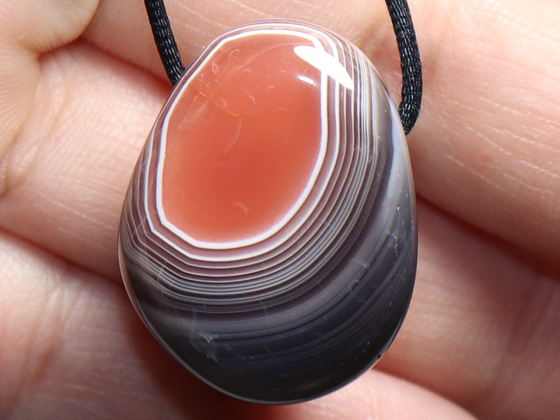 Botswana agate with cord or silver 925