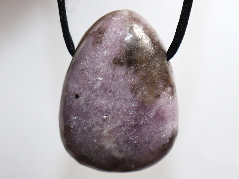lepidolite with cord or silver 925