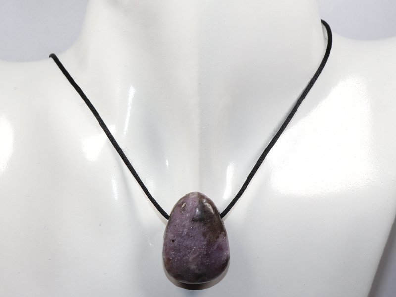 lepidolite with cord or silver 925