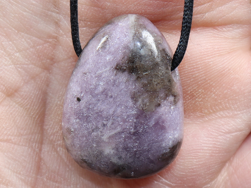 lepidolite with cord or silver 925
