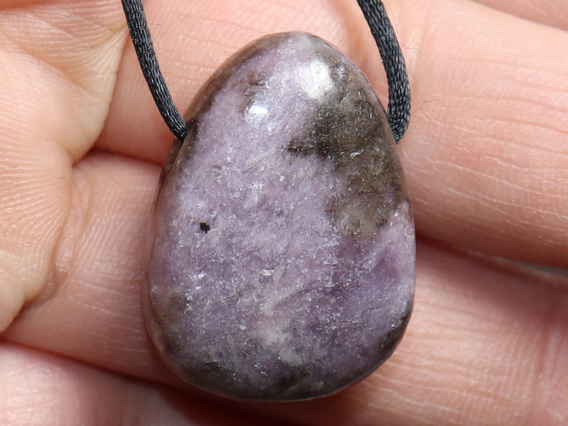 lepidolite with cord or silver 925