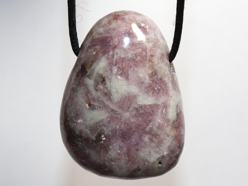 lepidolite with cord or silver 925