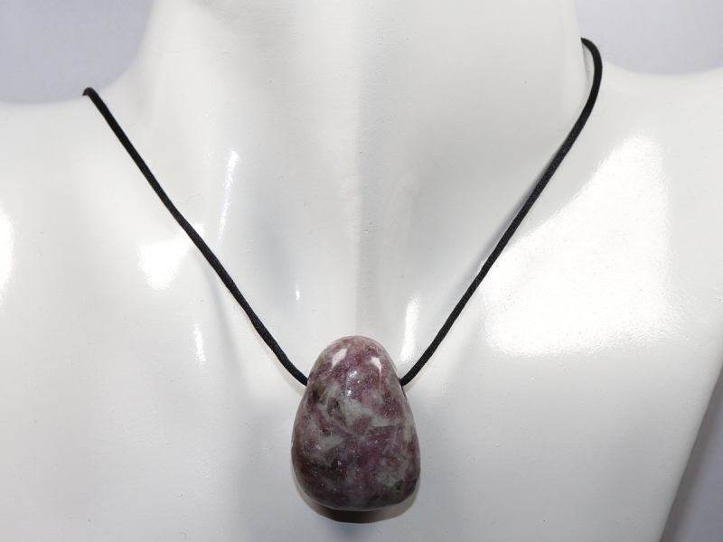 lepidolite with cord or silver 925