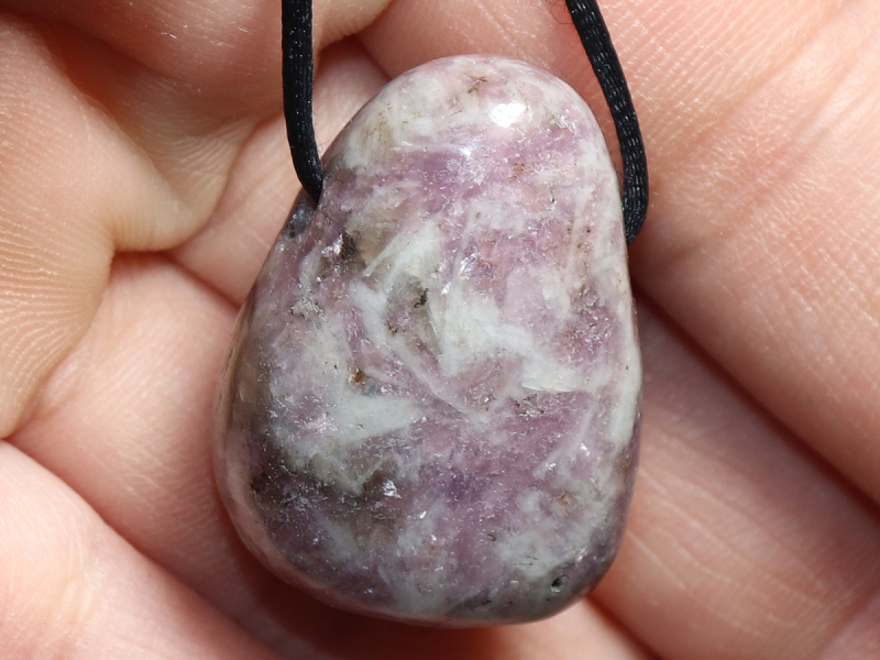 lepidolite with cord or silver 925