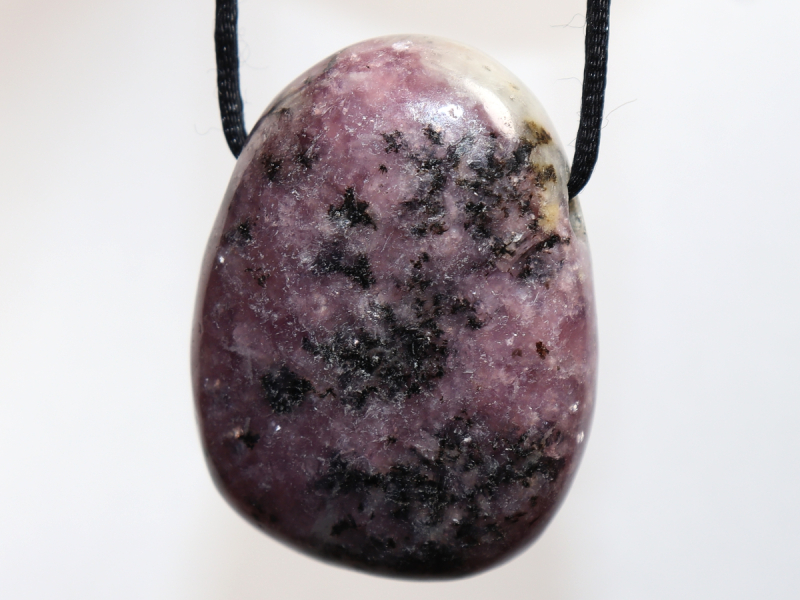 lepidolite with cord or silver 925
