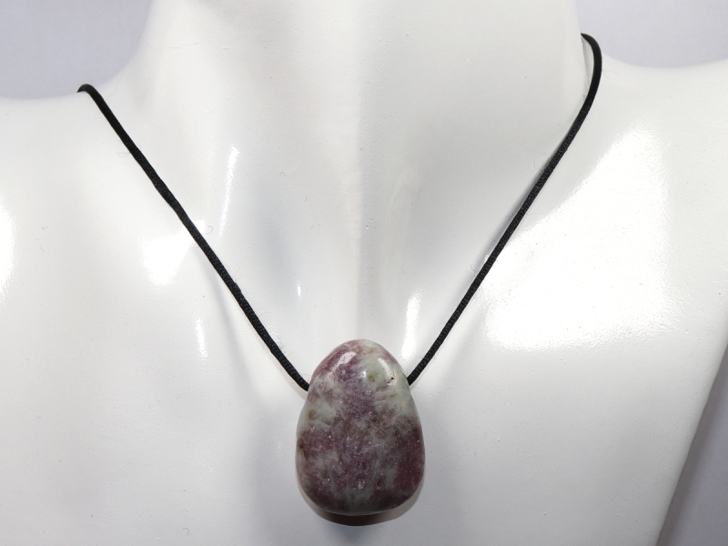 lepidolite with cord or silver 925