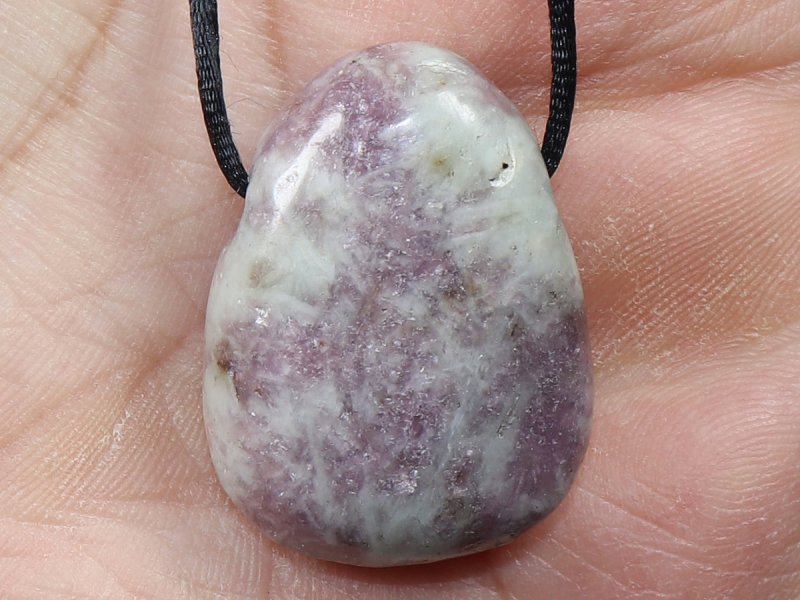 lepidolite with cord or silver 925
