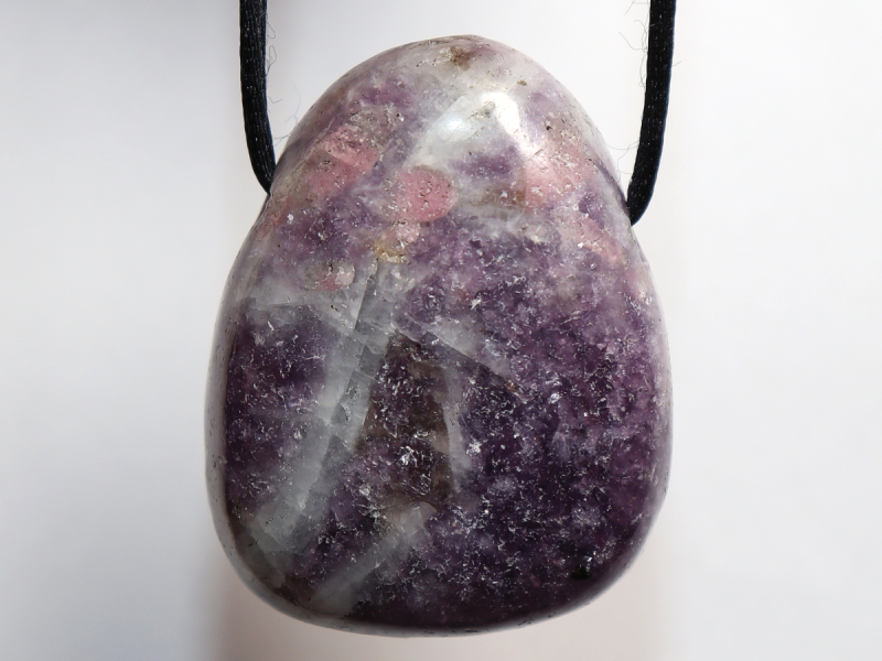 lepidolite with cord or silver 925