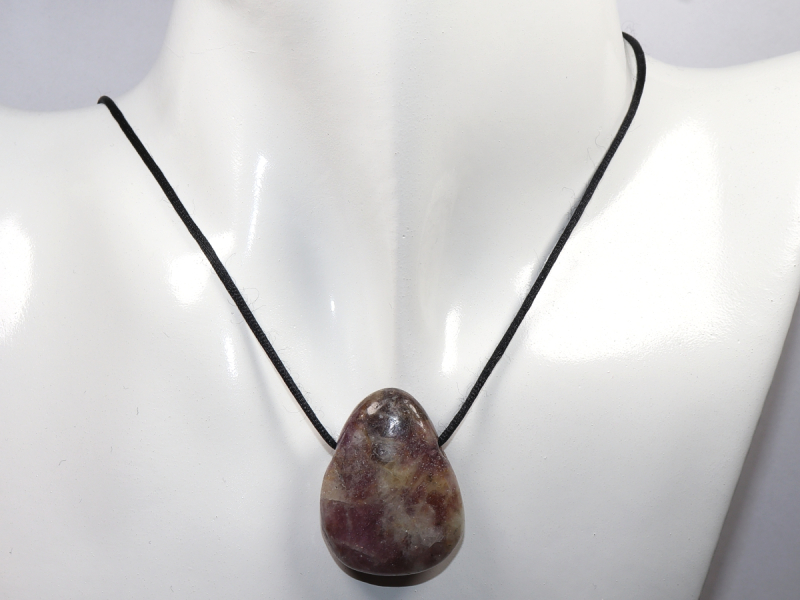 lepidolite with cord or silver 925