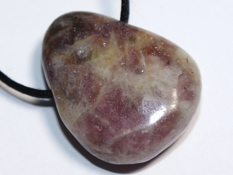 lepidolite with cord or silver 925
