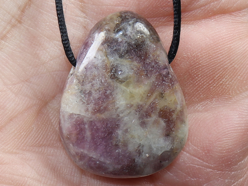 lepidolite with cord or silver 925