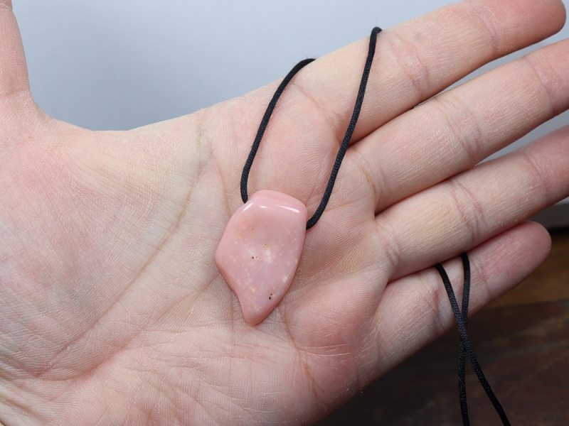 pink opal with cord or silver 925