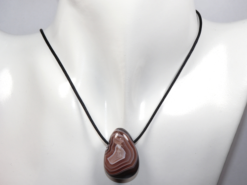 Botswana agate with cord or silver 925