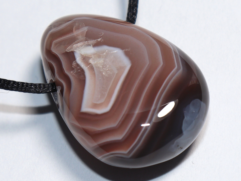 Botswana agate with cord or silver 925