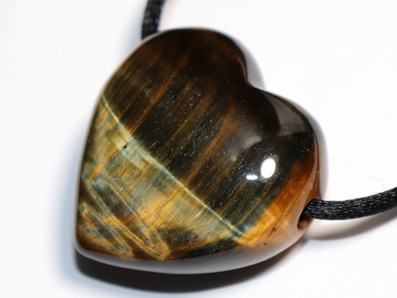 hawks eye with tiger's eye with cord or silver 925
