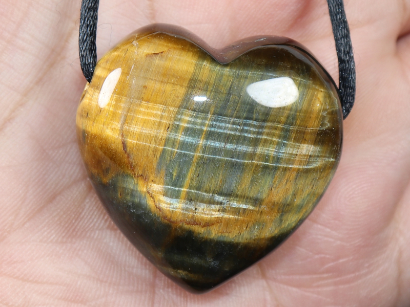 hawks eye with tiger's eye with cord or silver 925