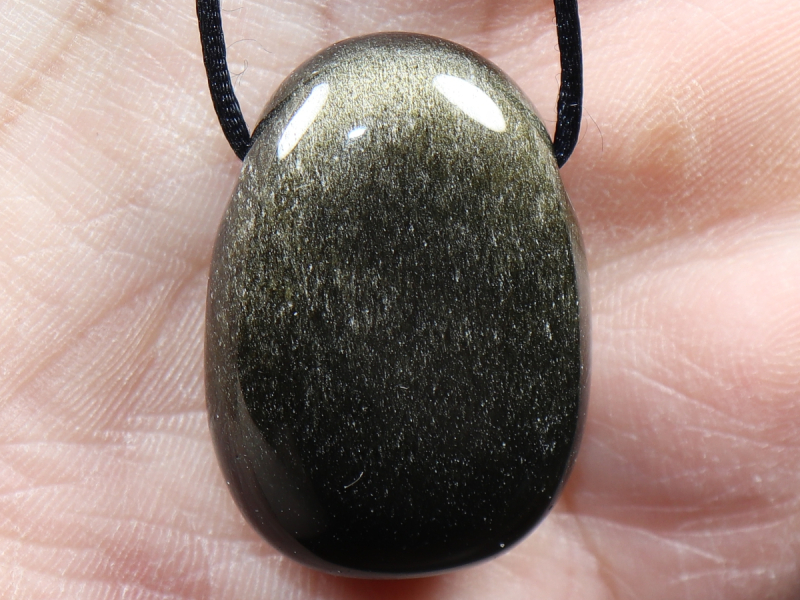 gold obsidian with cord or silver 925