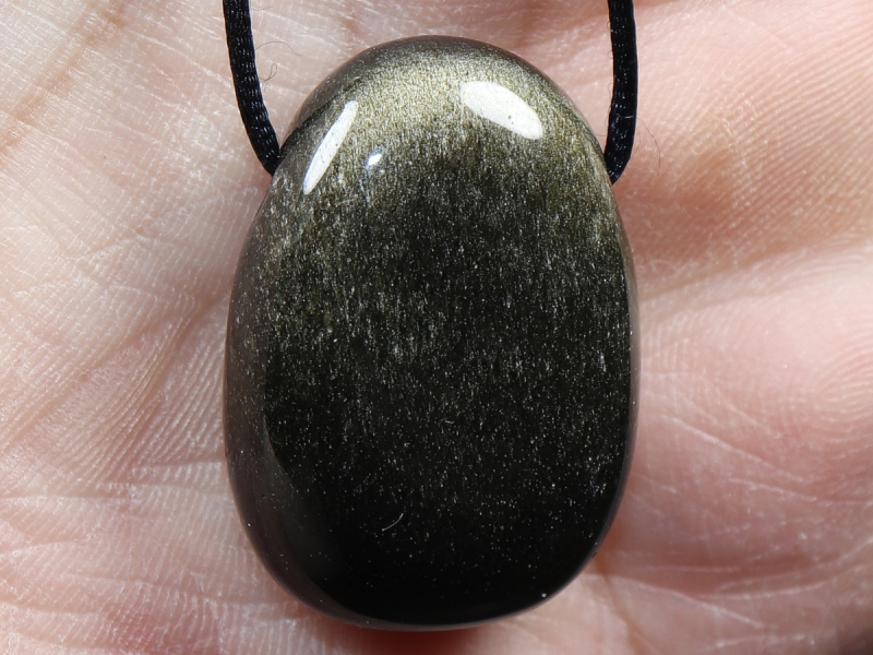 gold obsidian with cord or silver 925