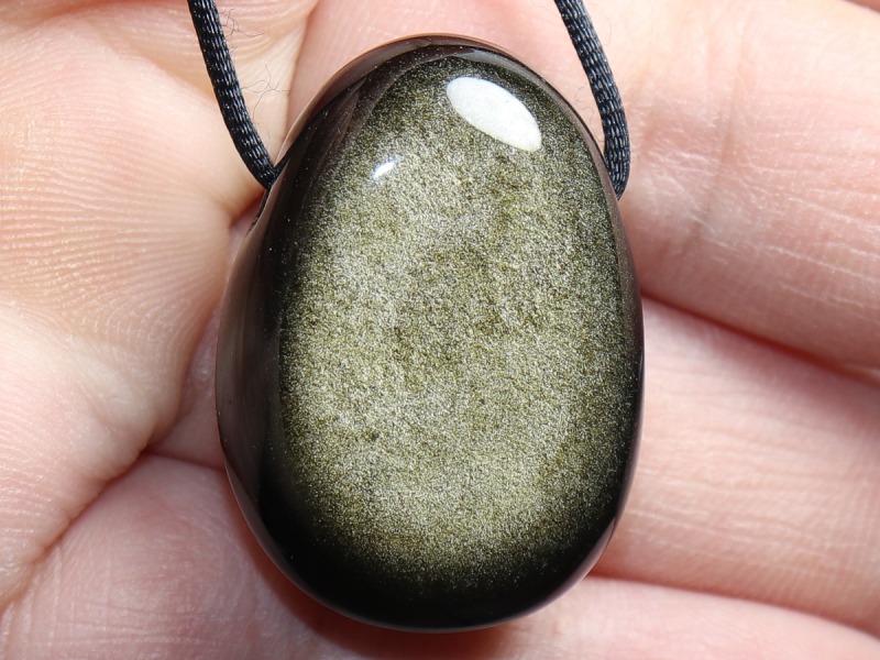 gold obsidian with cord or silver 925