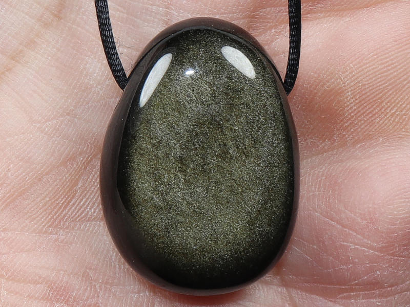 gold obsidian with cord or silver 925