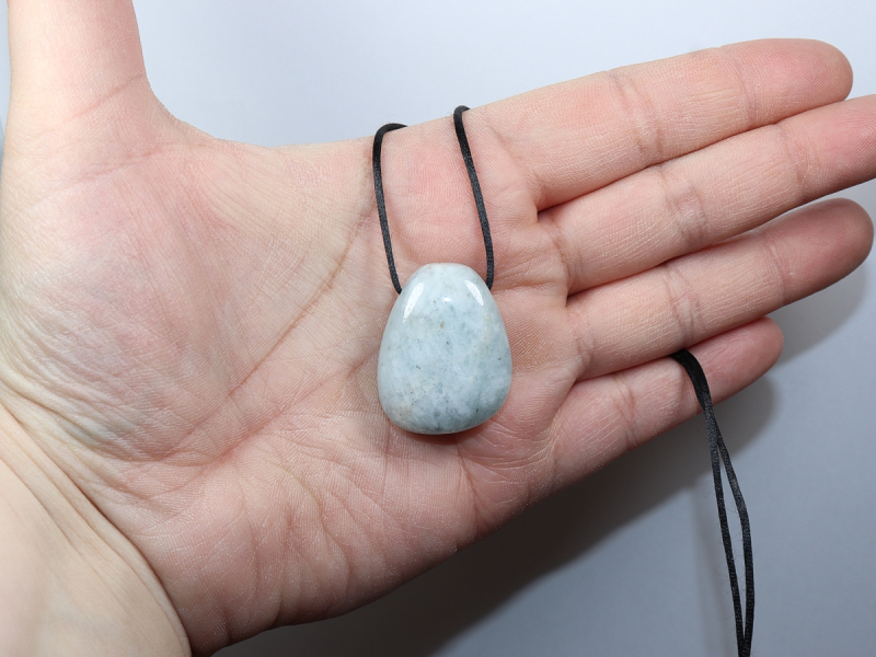 aquamarine with cord or silver 925