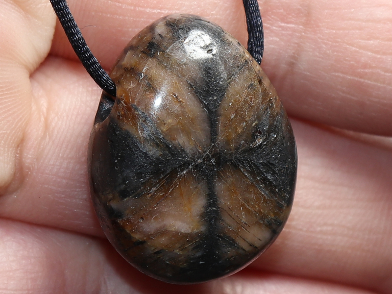 cross stone with cord or silver 925