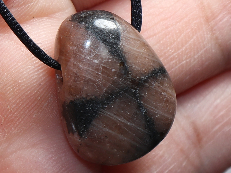 cross stone with cord or silver 925
