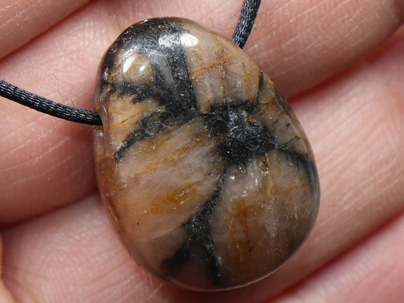cross stone with cord or silver 925
