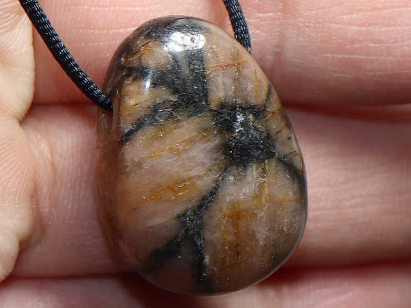 cross stone with cord or silver 925