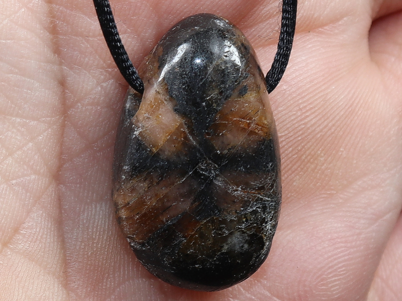 cross stone with cord or silver 925