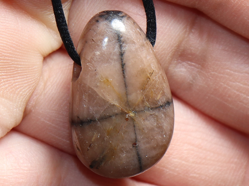 cross stone with cord or silver 925