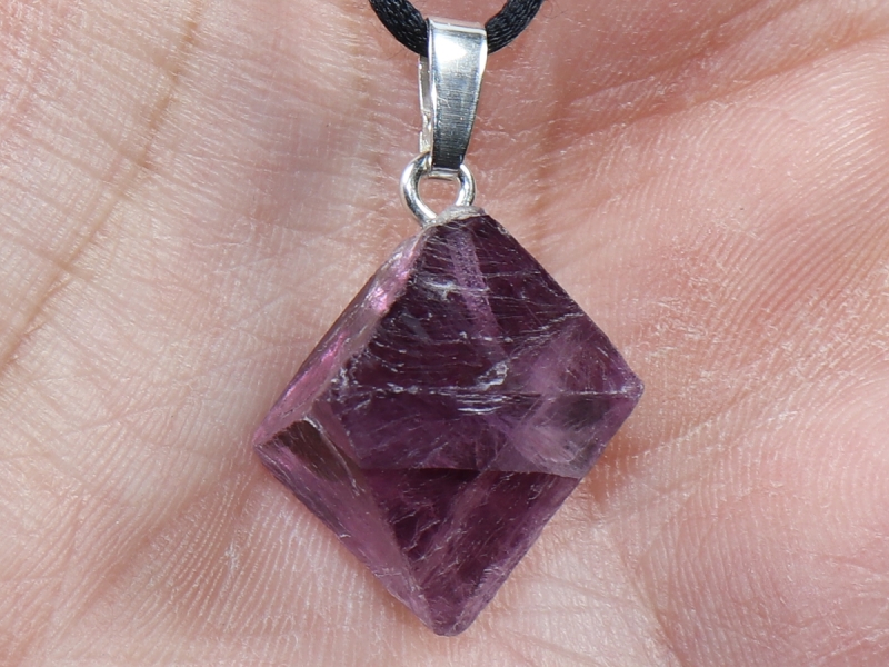 fluorite with cord or silver 925