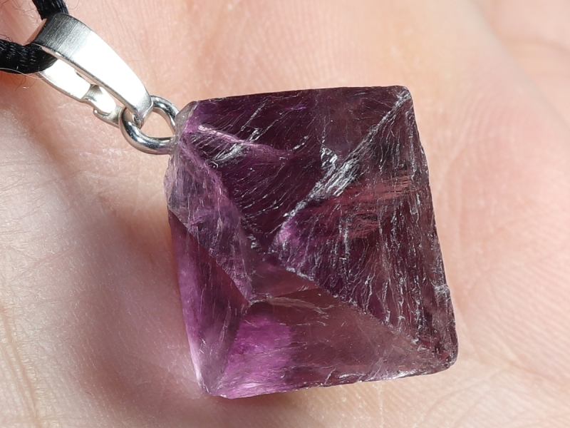 fluorite with cord or silver 925