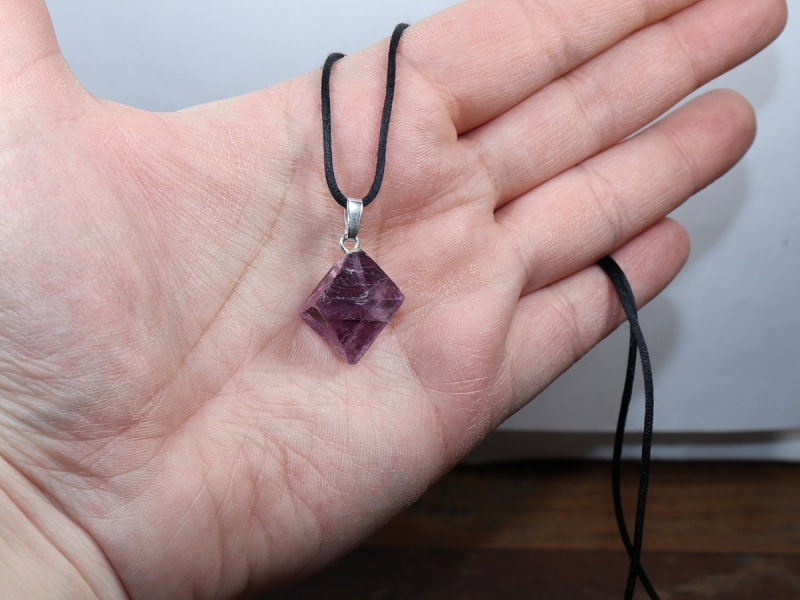 fluorite with cord or silver 925