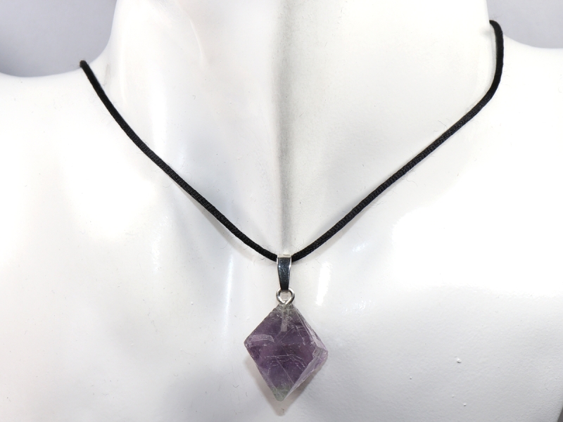 fluorite with cord or silver 925